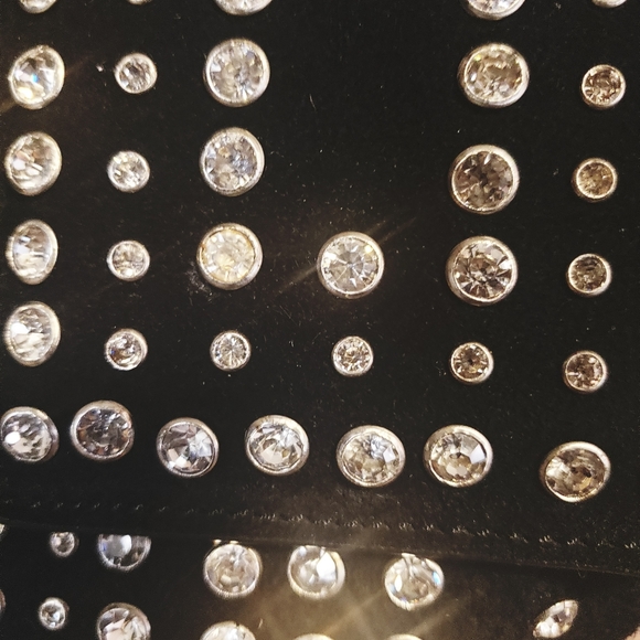 CHARM & LUCK Blk Suede w/Cry. Heart Satchel Vintage NWOT - Picture 6 of 12